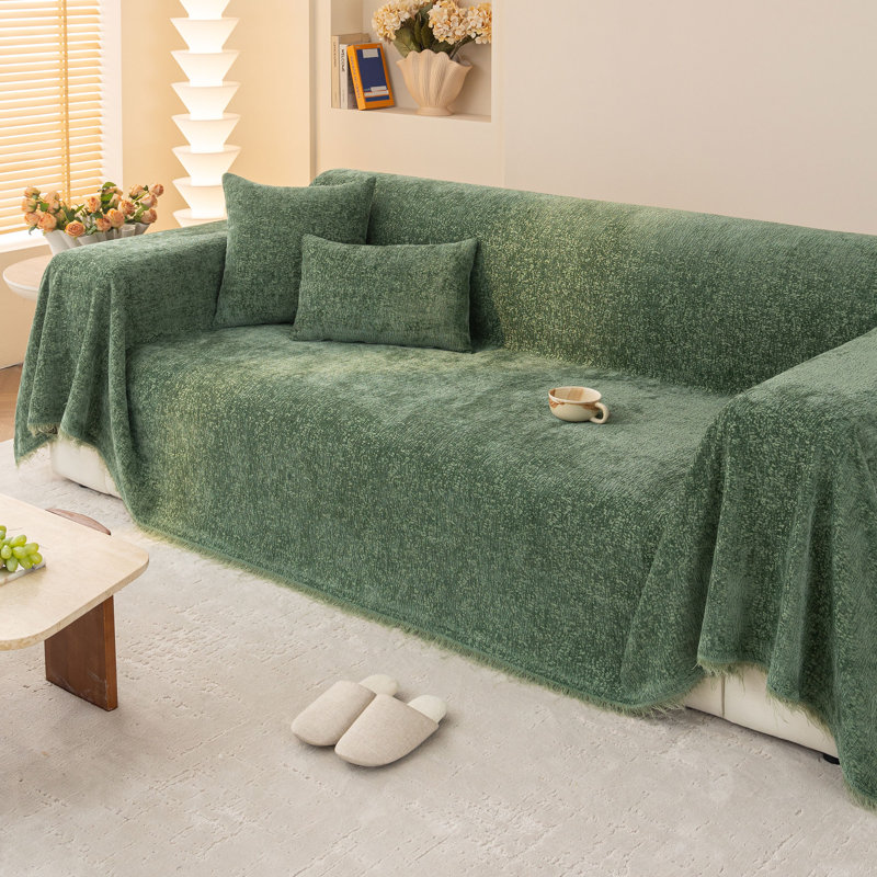 Housse pour canapé Elegant Nordic Chenille, H 71 po x l 118 po, Chenille verte