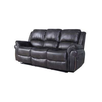 Adele 81.1'' Wide Modern Super Soft Vegan Leather Manual Reclining Sofa