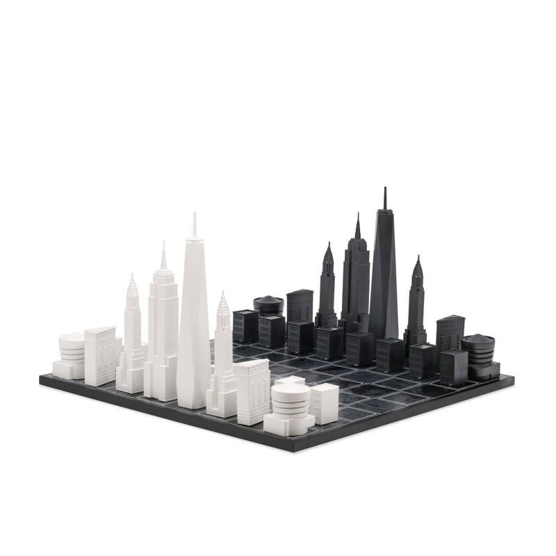 Acrylic NEW YORK Chess Set with Wood Map Board