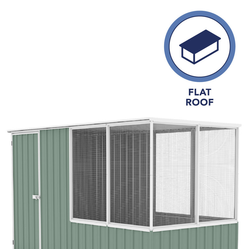 Absco Pale Eucalypt Green Large Metal Chicken Coop with Mesh Panels