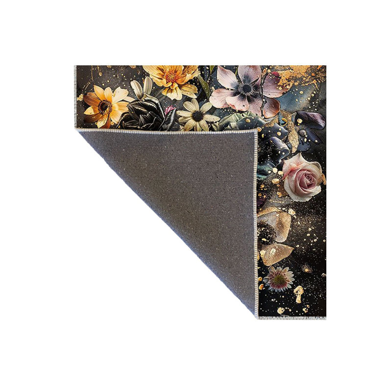 Tapis décoratif foncé lavable à la machine, Rectangle 3 pi 3 po x 4 pi 11 po