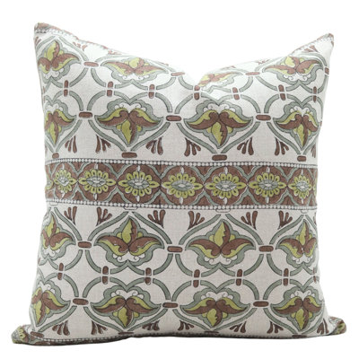 Fabdivine Block Print Pure Linen Pillow Covers, Handmade (Hridyavan,Brown)