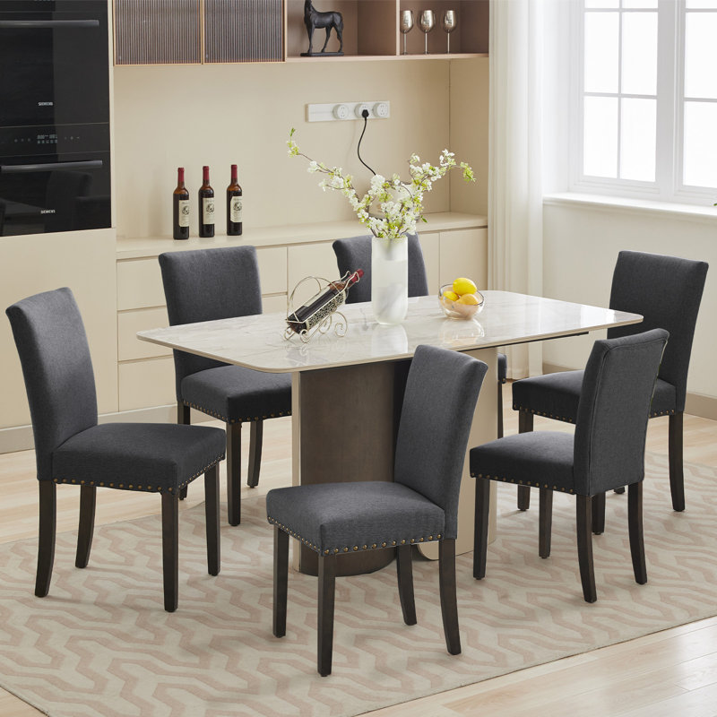 Linen Upholstered Parsons Chair, 2, Black