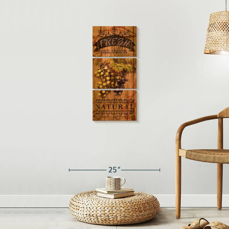 «Fresh Grapes», reproduction sur toile, H 12 po x l 27 po x P 1 po