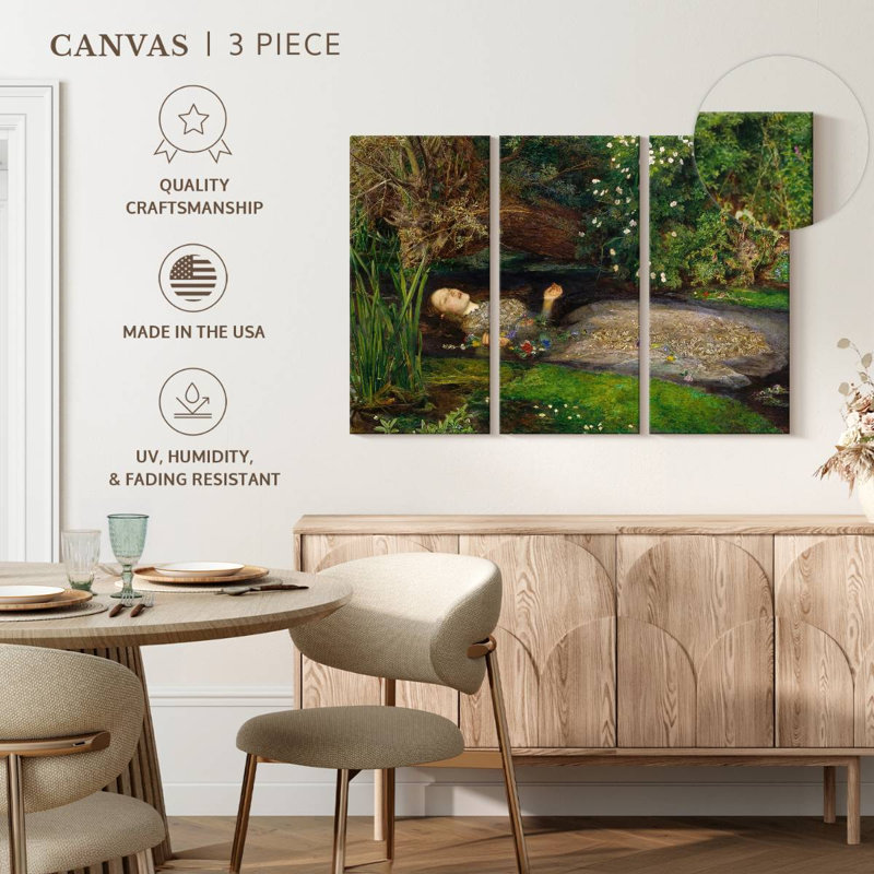 Ophelia 1851 Canvas Print, 48" H x 74" W