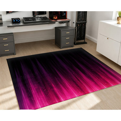 Tapis à rayures dégradées abstraites, motif à rayures dynamiques rose, violet et noir, doux au toucher, antidérapant, décoration intérieure moderne pour salon, chambre, couloir, salle de jeux, appartement