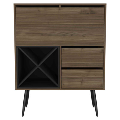 Prunus Bar Cabinet, One Cabinet, Two Drawers Mahogany / Black, Cabinet