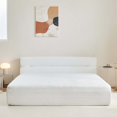All In One Mattress & Bed Frame, 15 Inch Cooling Fabric, Pressure Relief, Motion Isolation, No Assembly Required For Small Spaces