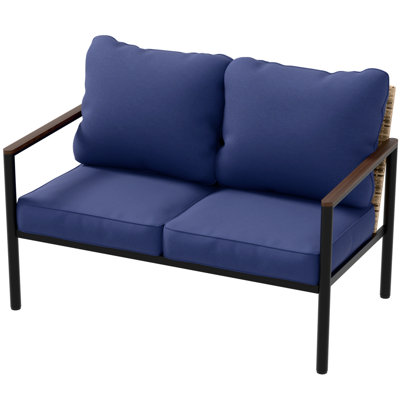 Outdoor Wicker Loveseat with Cushions