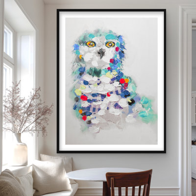 Abstrait hibou - reproduction encadrée mate pour le décor de la chambre à coucher