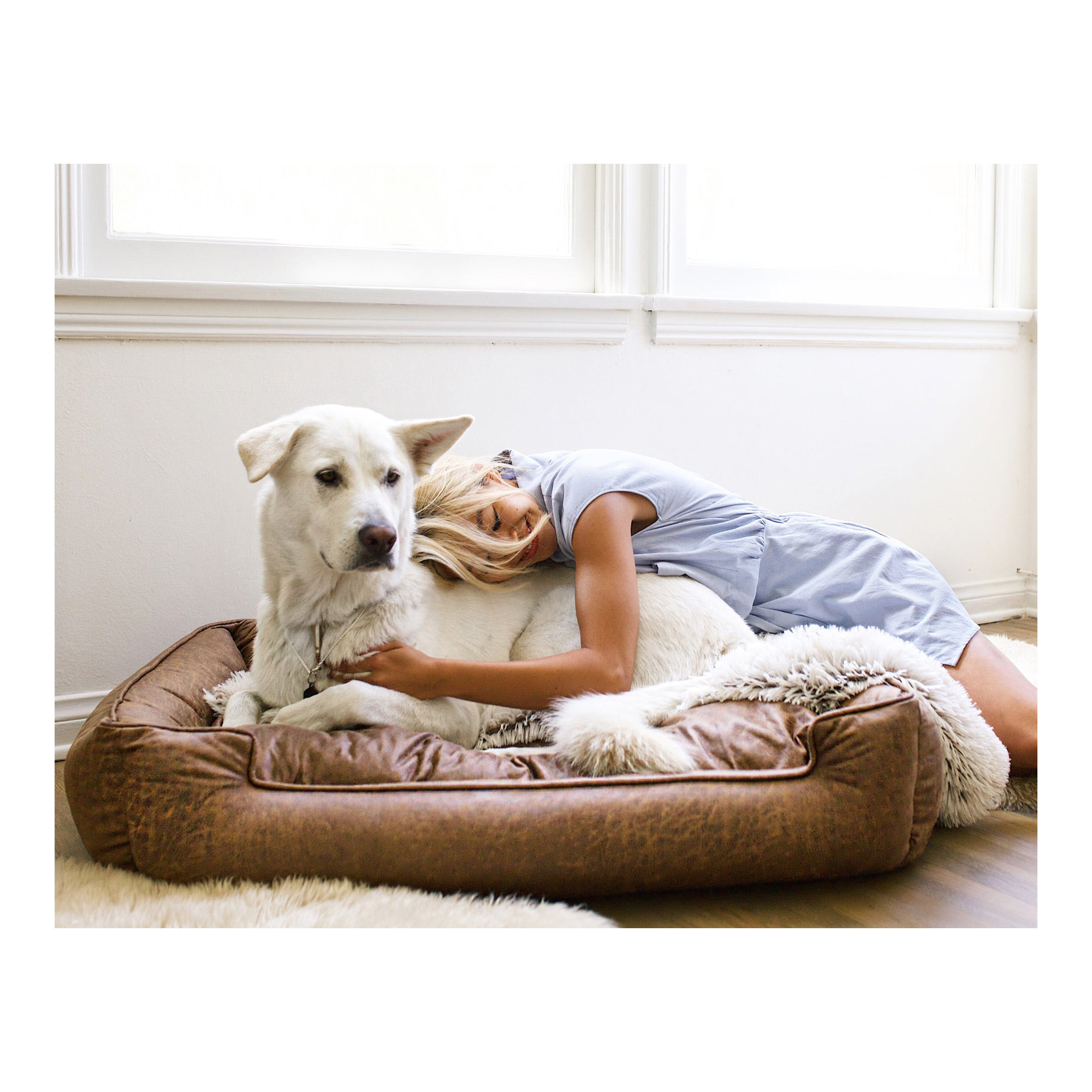 Coil Faux Leather Pet Bed, Extra Large (48" W x 40" D x 12" H)