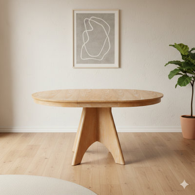 Table de salle à manger vintage extensible pour 4 à 6 personnes, qui s'étend de 42 à 58 pouces, table de cuisine de ferme rustique avec finition vieillie et pieds croisés robustes (bois naturel délavé)
