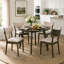 5-Piece Mid-Century Modern Round Dining Table Set, Solid Wood, 48" Kitchen Table with 4 Upholstered Chairs