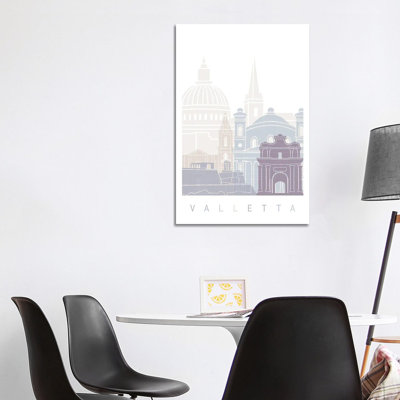 Valleta Skyline Poster Pastel by Paul Rommer - Gallery-Wrapped Canvas Giclée on Canvas