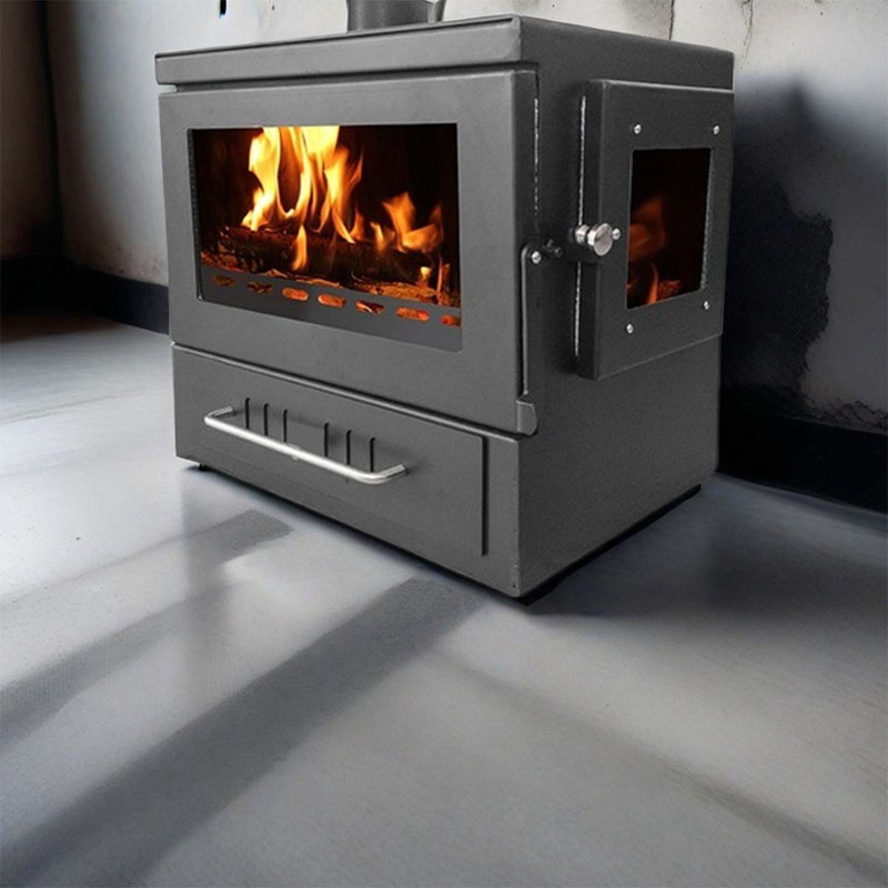 Small metal domestic natural wood heating fireplac