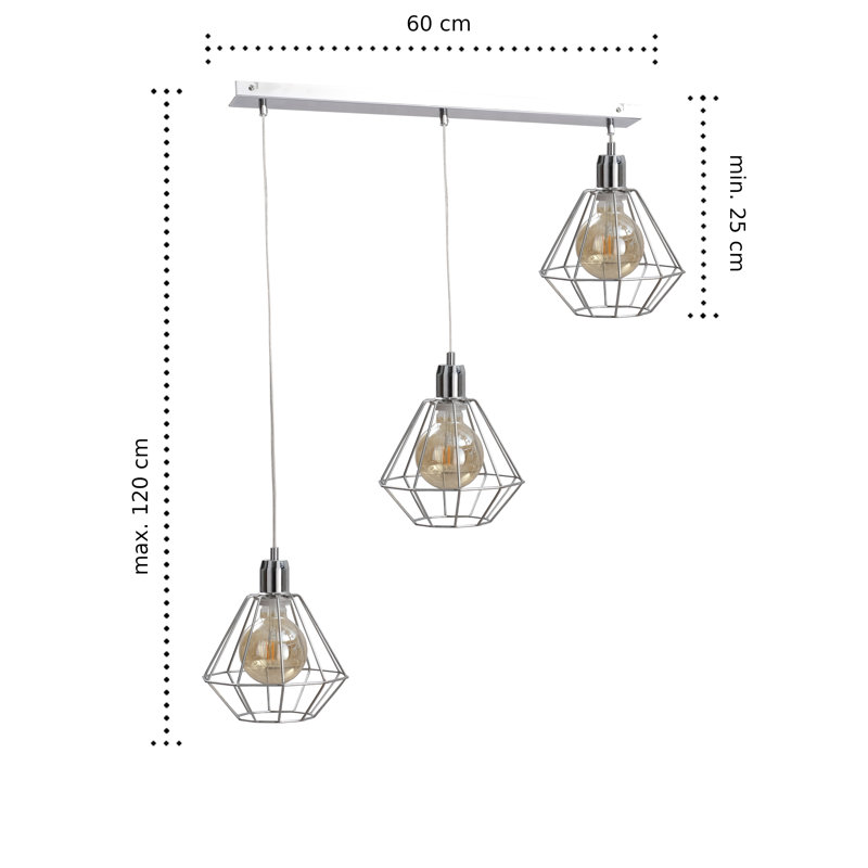 Gertie 3 - Light Geometric Pendant, Silver