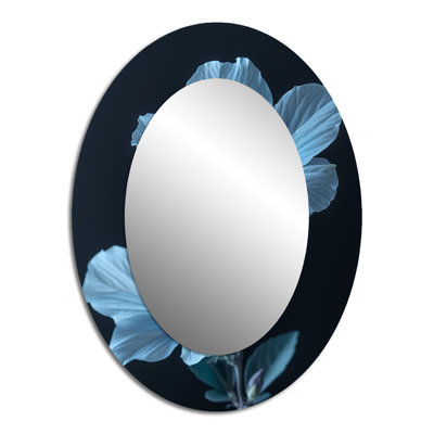 Miroir mural ovale bleu en cristal bleu Hibiscus Botanical Beauty IV