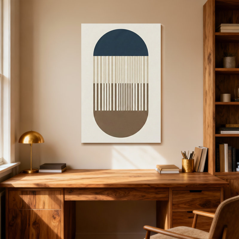 Abstract Abstract Geometric Oval Pattern With Stripes, 18" H x 12" W