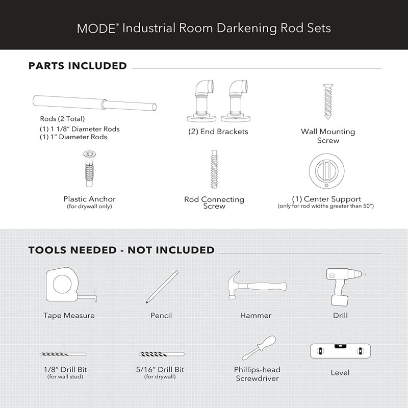 Warm Gold Adjustable Steel Industrial Curtain Rod Set