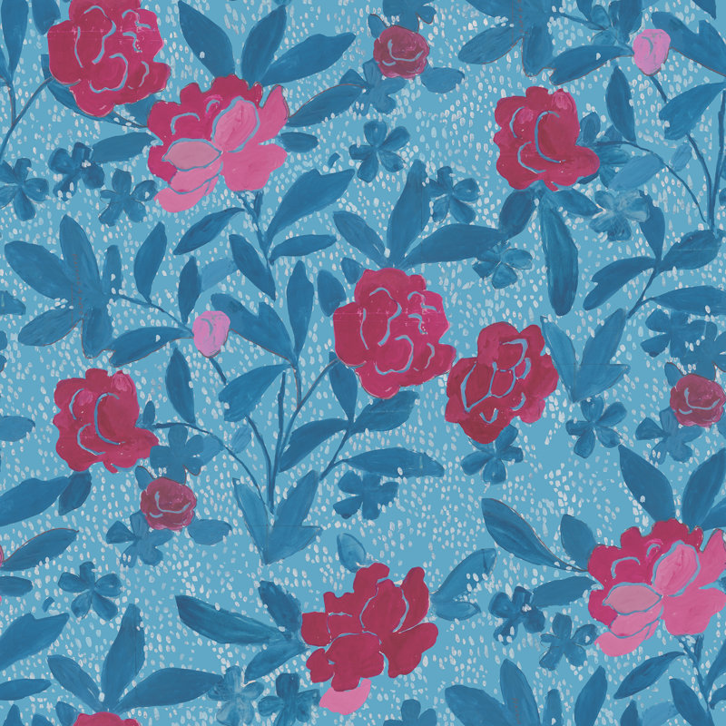 Paule Marrot Floral Wallpaper Double Roll, Floral Blue