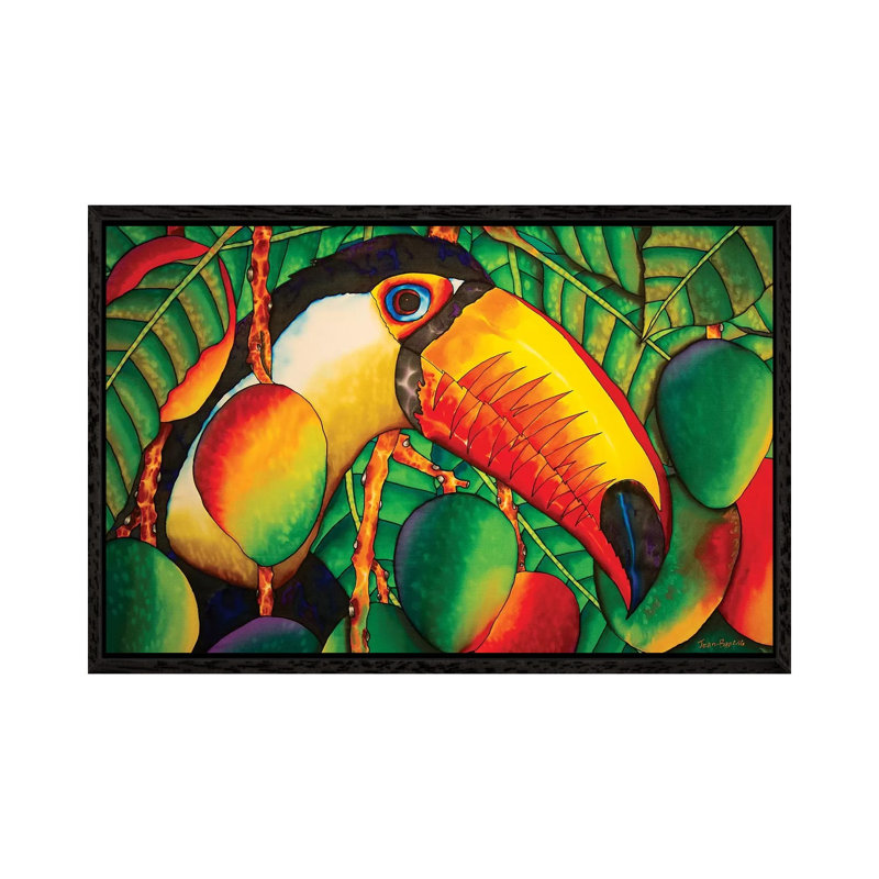 Paradise Toucan by Daniel Jean-Baptiste - Painting on Canvas, 66.04 cm H x 45.72 cm W, Black Framed