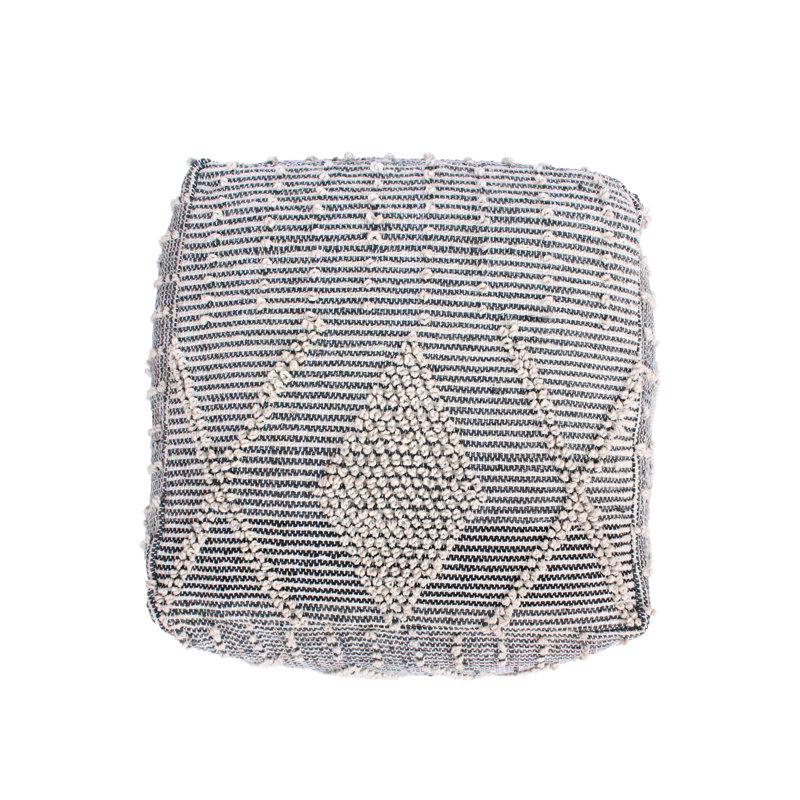 Faux pouf gris et gris, fabriqué à la main avec des fibres, entièrement assemblé, nettoyer les taches, perle à l'intérieur, grand pouf 26 po x 26 po x 16,87 po - agencement de couleurs, rembourré,