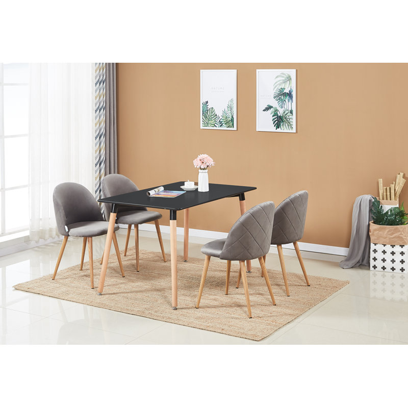 Heavener Modern Velvet Dining Chairs - Ergonomic Upholstered Curved Back with Solid Wooden Legs - Side Chair for Kitchen Living Room Dining Room