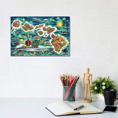 Retro Map Of The Hawaiian Islands - Print on Canvas