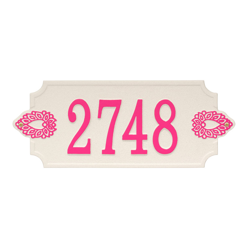 Sofia 1-Line Personalized Wall Address Plaque, Stucco/Magenta, Yes