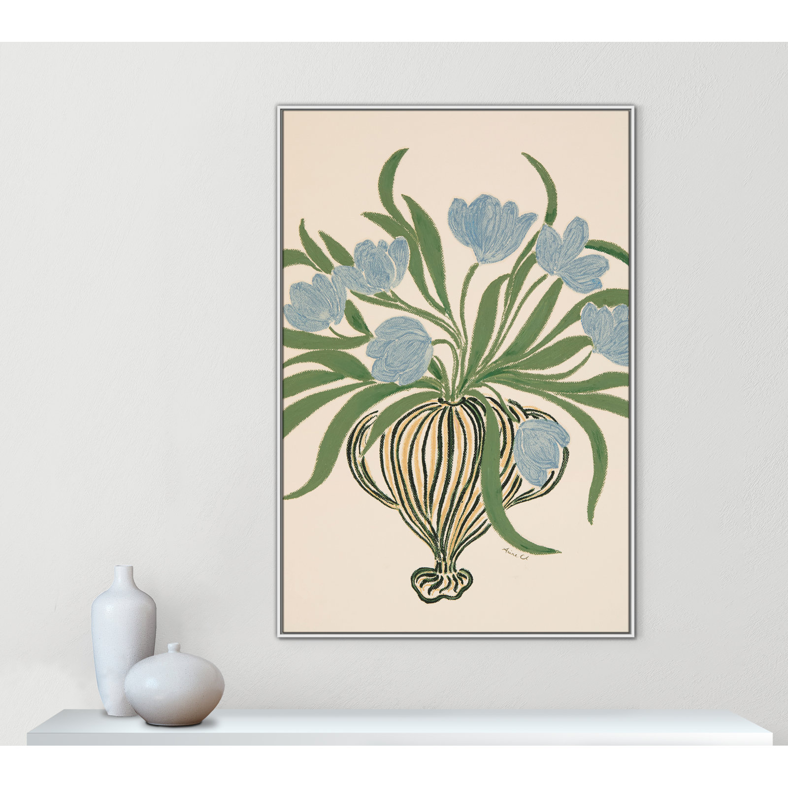 Colette "La Poire Blue Tulips" Print, 61.5" H x 41.5" W, White