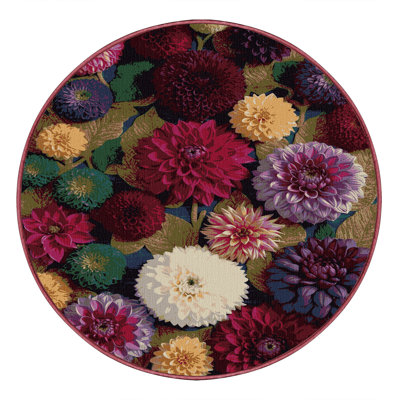 Machine Washable Botanical Red Area Rug
