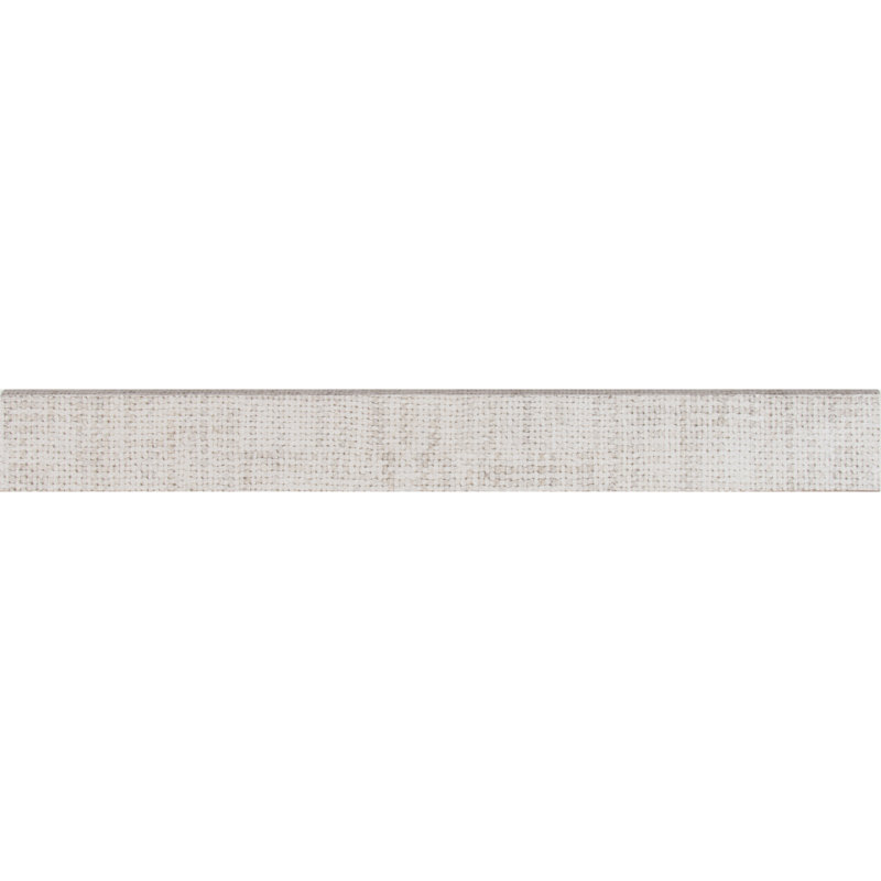 Tektile Lineart 24" x 3" Porcelain Bullnose Tile Trim in Gray, Tektile Crosshatch Ivory