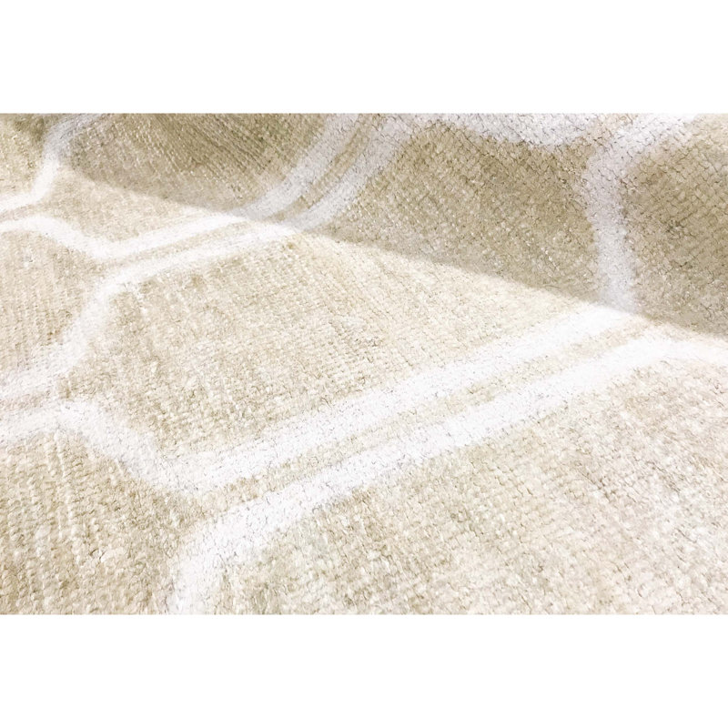 Cotton Geometric Area Rug in Gold