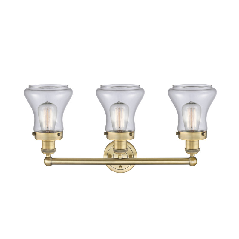 Éclairage pour meuble-lavabo à 3 lumières à intensité variable Asadbek, Transparent, Laiton brossé