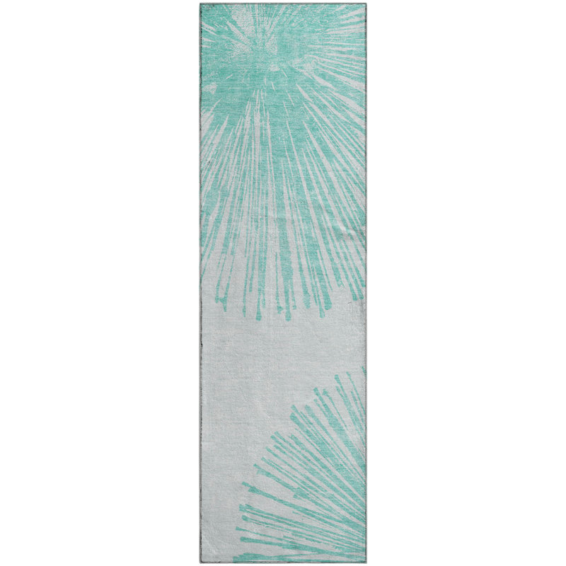 Premium Machine Washable Cerrito Teal Rug, Runner 2'3" x 7'6"