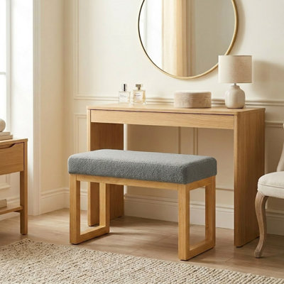 Modern Upholstered Shoe-Changing Bench, Solid Wood Frame, Soft Seat, Compact Entryway Stool for Foyer and Hallway