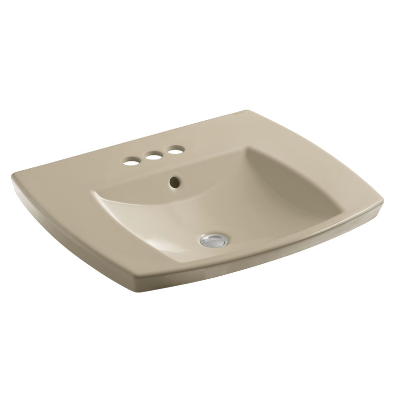 Lavabo de salle de bain rectangulaire encastré en céramique avec trop-plein Kelston®, Sable mexicain
