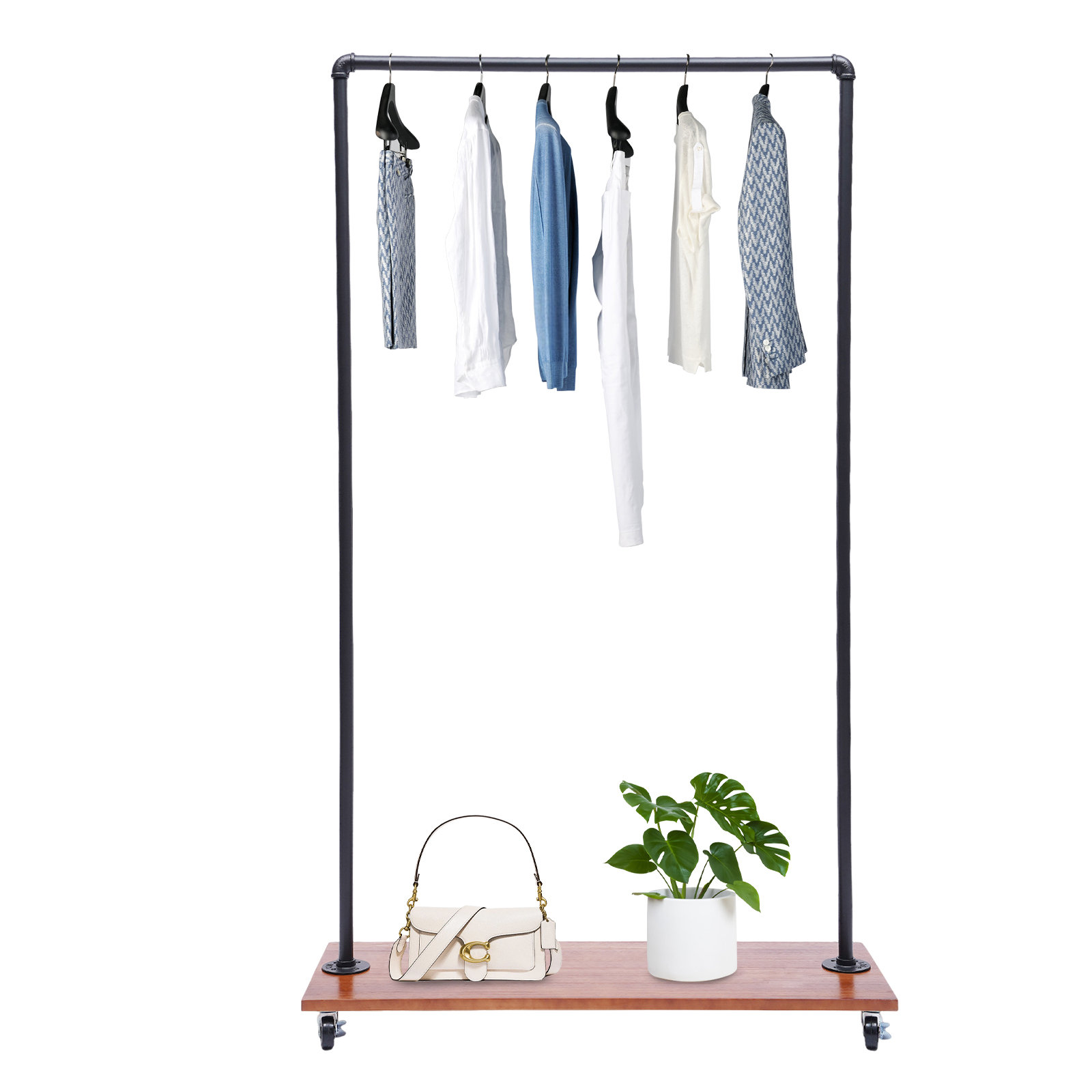 Dominus 39.37'' Rolling Clothes Rack