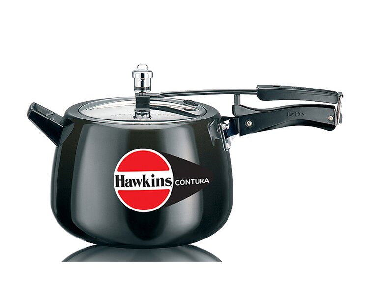 Hawkins Contura Hard Anodized Induction Compatible Extra Thick Base Pressure  Cooker, Black, 5L by Hawkins 