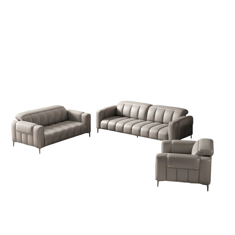 Combinaison de canapé simple gris moderne, Faux cuir