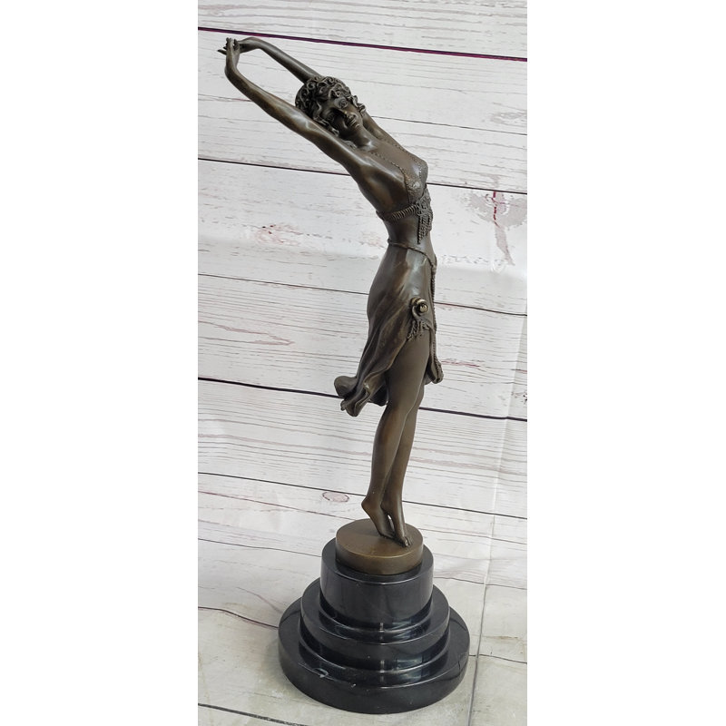 Art déco bronze gracieuse ballerine Cinquième pose Ballet Belly Dancer Girl Sculpture Statue