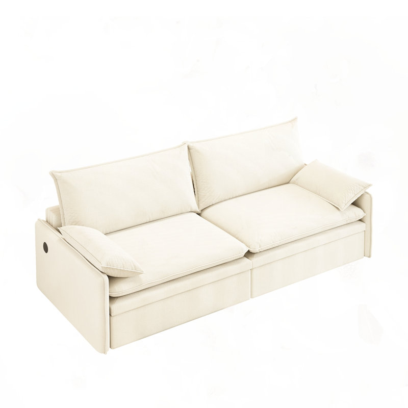 Canapé-lit convertible 4 places, Blanc beige