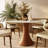 Mid-Century Modern Round Dining Table For 2-4 Stone Tabletop Solid Wood Pedestal Base-1642152166-1642152167