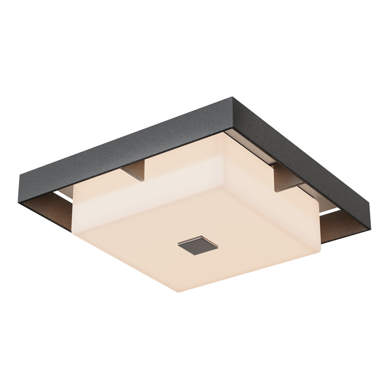 Shadow Box Outdoor Flush Mount, Coastal White, Coastal Oil Rubbed Bronze, 4" H x 12" W x 12" D