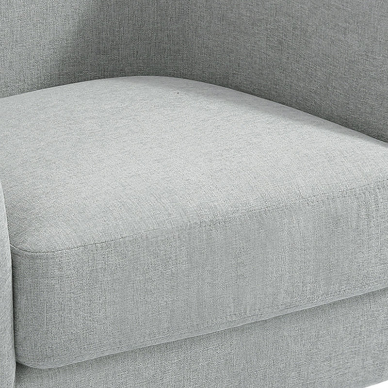 Fauteuil demi-tonneau pivotant en chenille gris clair avec base en bois massif Applewold, Gris clair