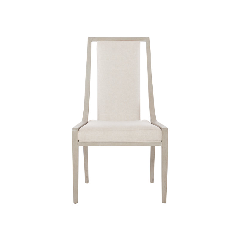 Cream Upholstered Transitional Wood Side Chair