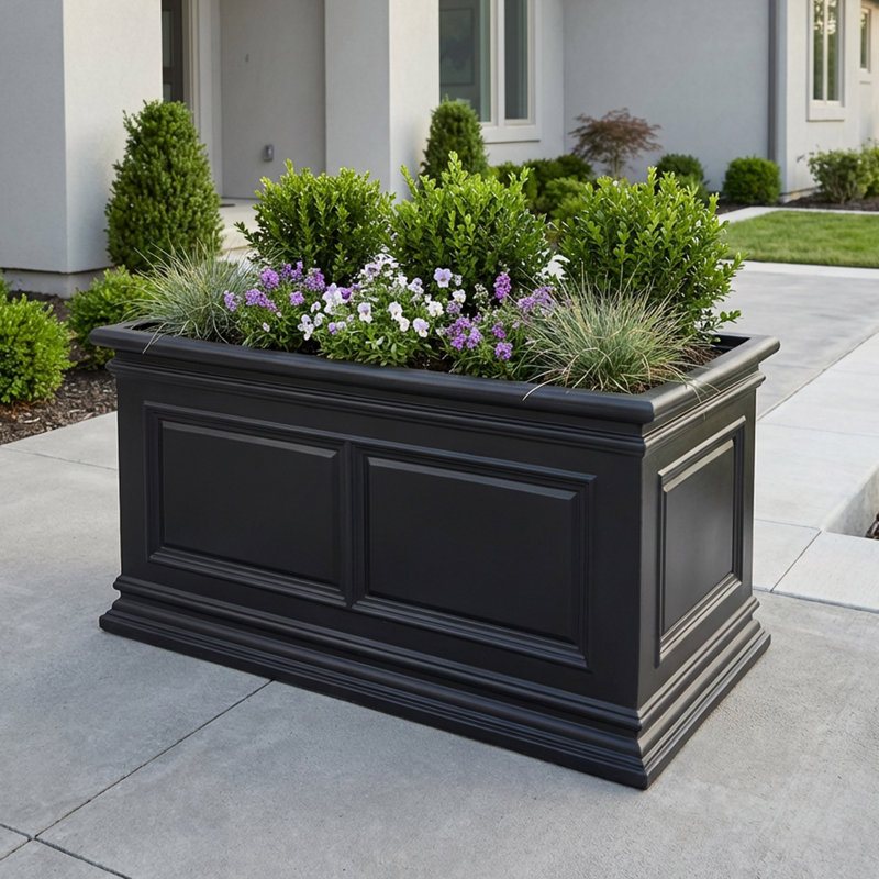 Covington Self-Watering Planter, Trough, Black