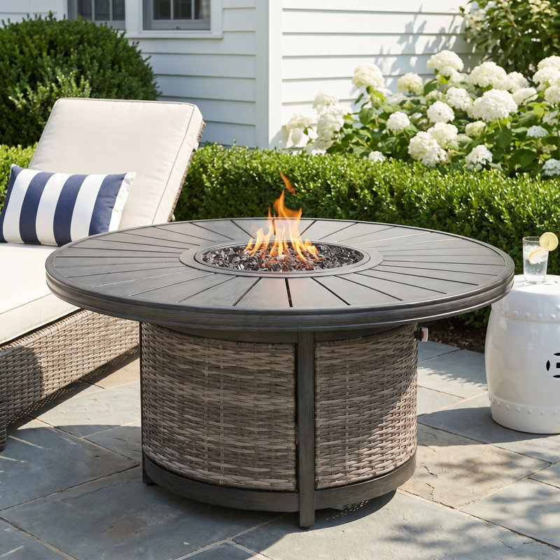 Cassara 25'' H x 52'' W Propane Outdoor Fire Pit Table, Espresso
