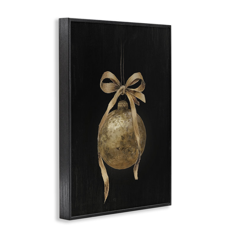 Ornement rétro des Fêtes sur art giclée encadré, design par lettré et doublé, Giclée encadrée noir minuit, H 18 po x l 12 po