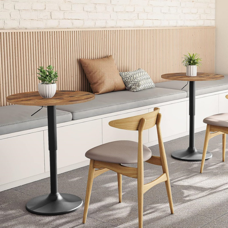 Bar Table, Height-Adjustable Round Pub Table 27-35.4 Inches With Sturdy Base, Modern Style, Easy To Assemble, Suitable For Small Space, Rustic Brown